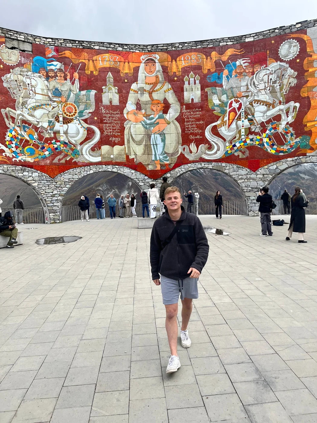 Tom at the mosaic monument in Gudauri, Georgia